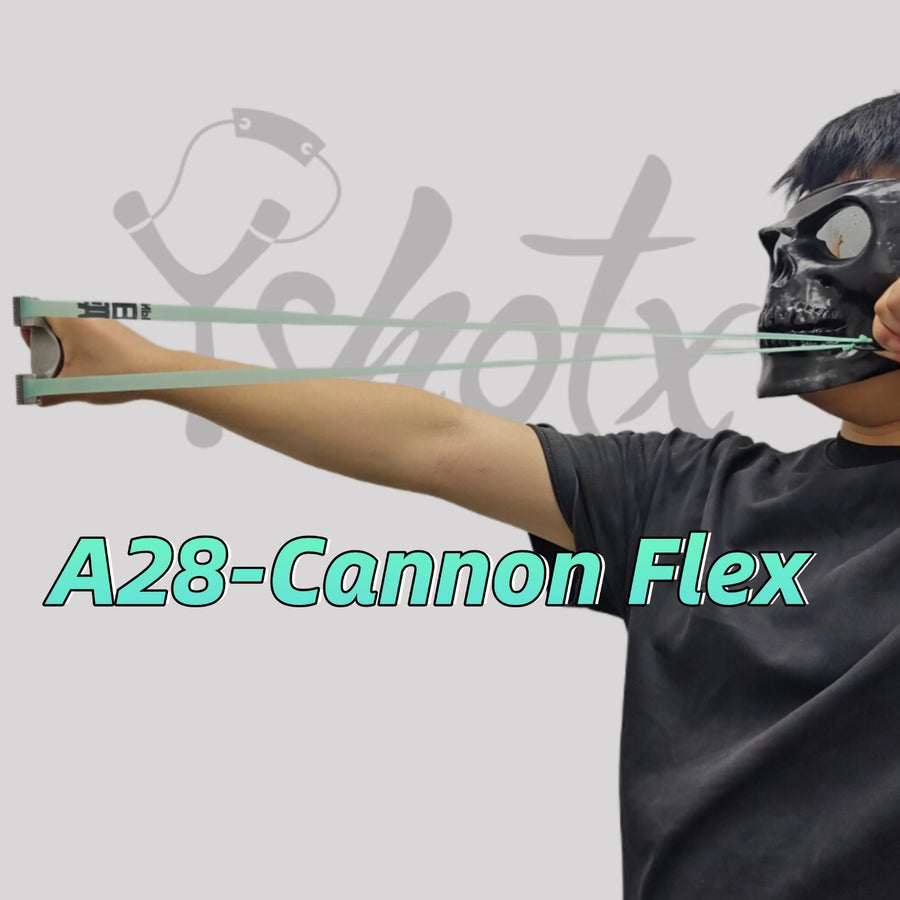 A28 Cannon Flex advanced slingshot bands crafted for competitive shooters seeking accuracy and strength.
