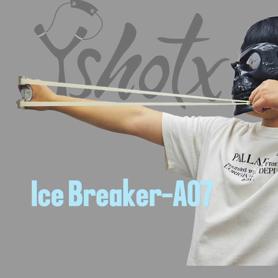 IceBreake-A07 extreme-cold endurance slingshot latex delivering consistent shot accuracy in snow.
