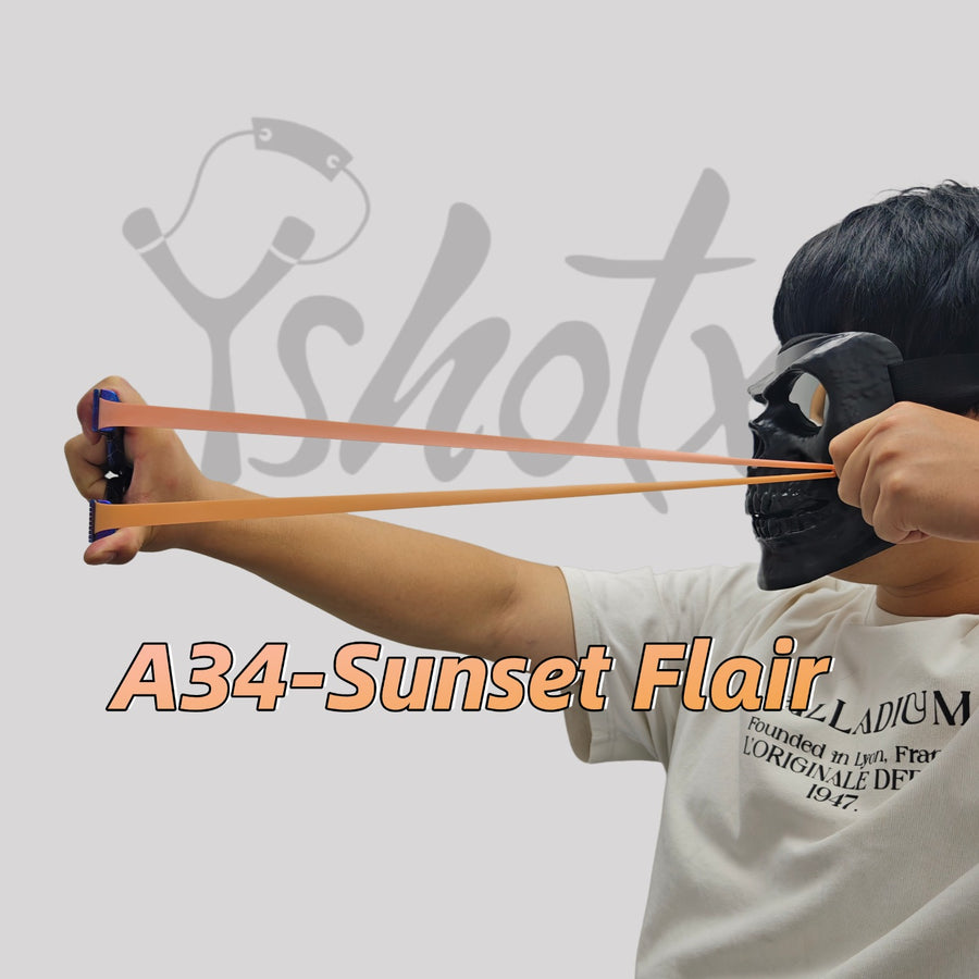 Sunset Flair A34 rigorously inspected slingshot band ensuring strength, speed, and lasting reliability.