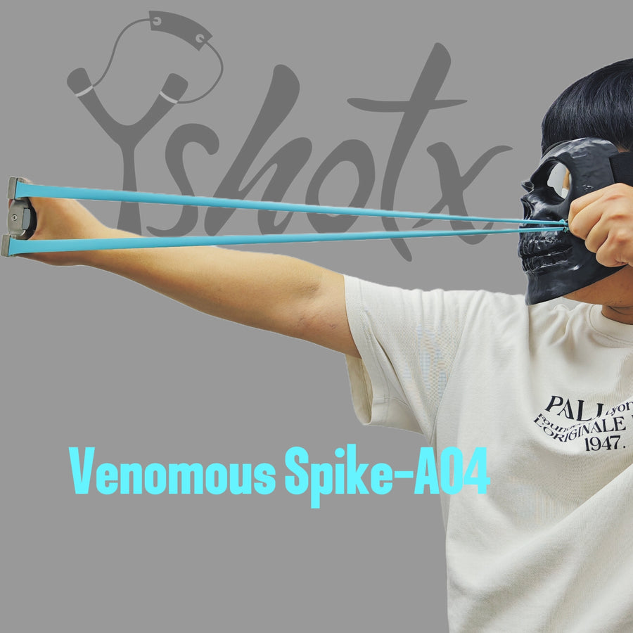 Venomous Spik-A04 tactical latex slingshot band delivering consistent power, reduced wear, and secure ammo control for hunting and sport shooting.