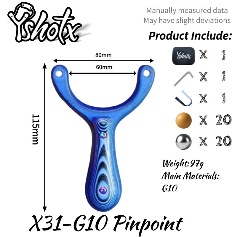 Aerospace-grade G10 X31 slingshot offering corrosion resistance, insulation, and extreme durability for outdoor shooting.
