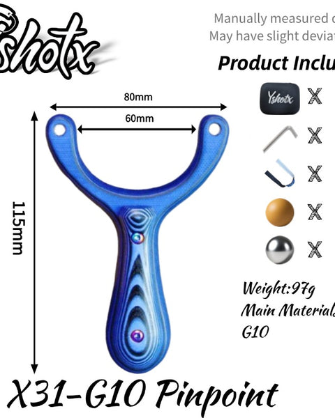 Aerospace-grade G10 X31 slingshot offering corrosion resistance, insulation, and extreme durability for outdoor shooting.