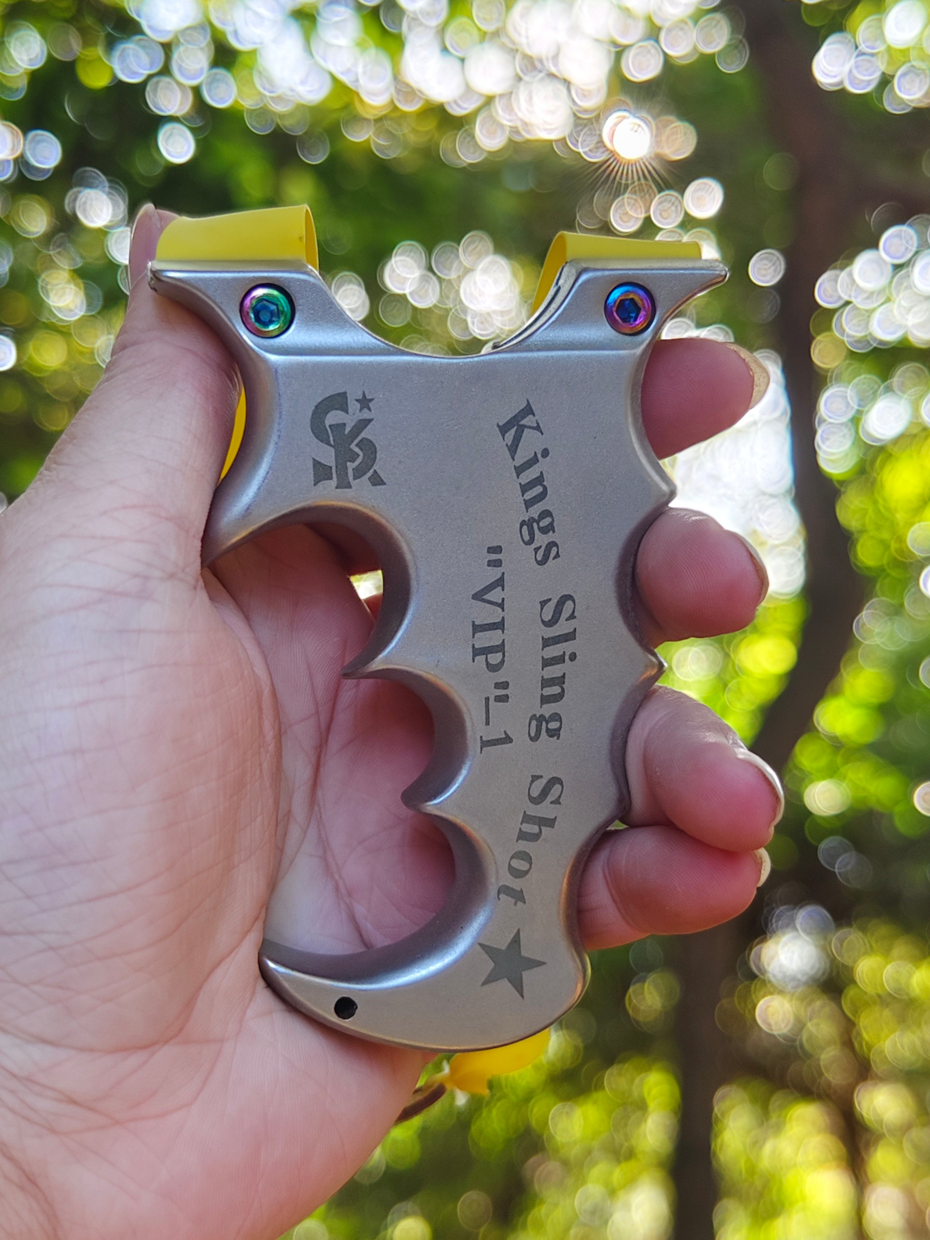Precision CNC-machined alien-inspired slingshot for accurate and stable shooting.