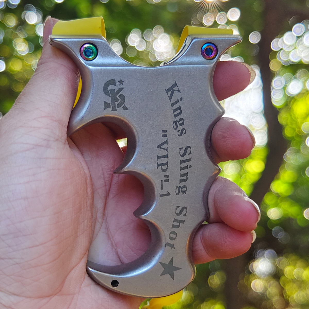 Precision CNC-machined alien-inspired slingshot for accurate and stable shooting.