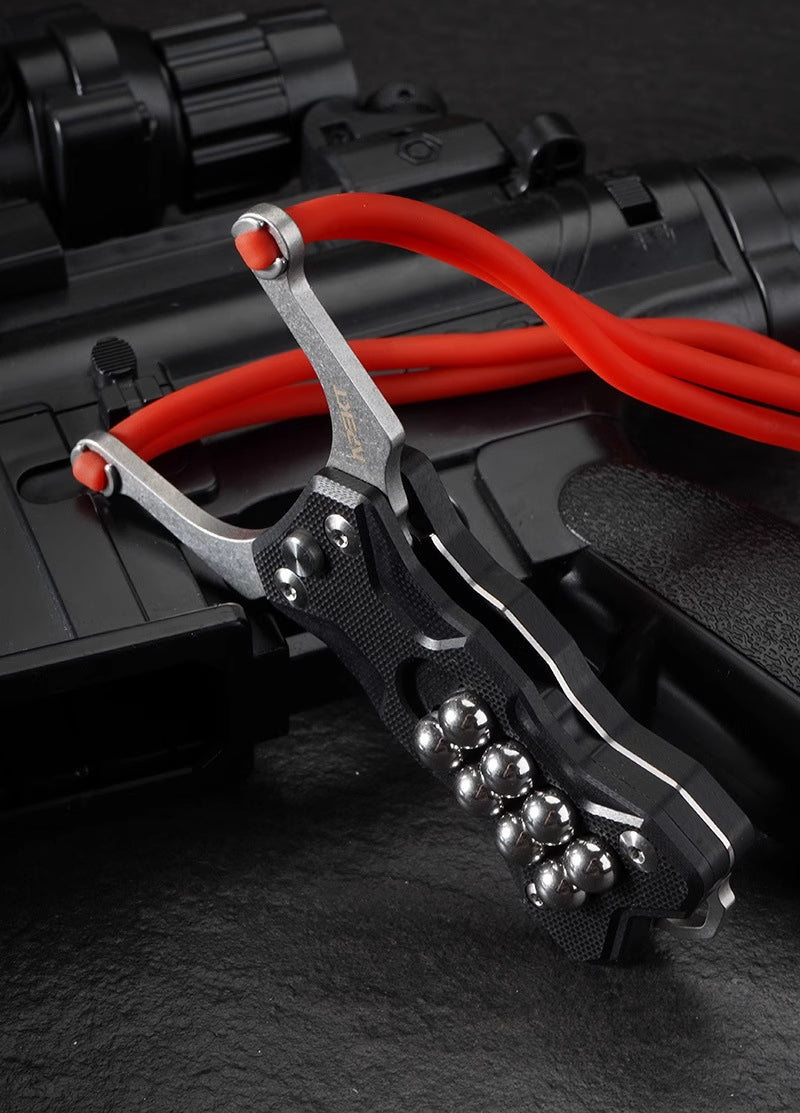 Adventure-ready TitanShot-X24 precision slingshot designed for explorers, hunters, and tactical users needing performance and durability.