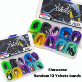 Band Experience Pack A00 with 10 unique slingshot bands designed for beginners and pros, offering different draw weights, speeds, and precision shooting performance