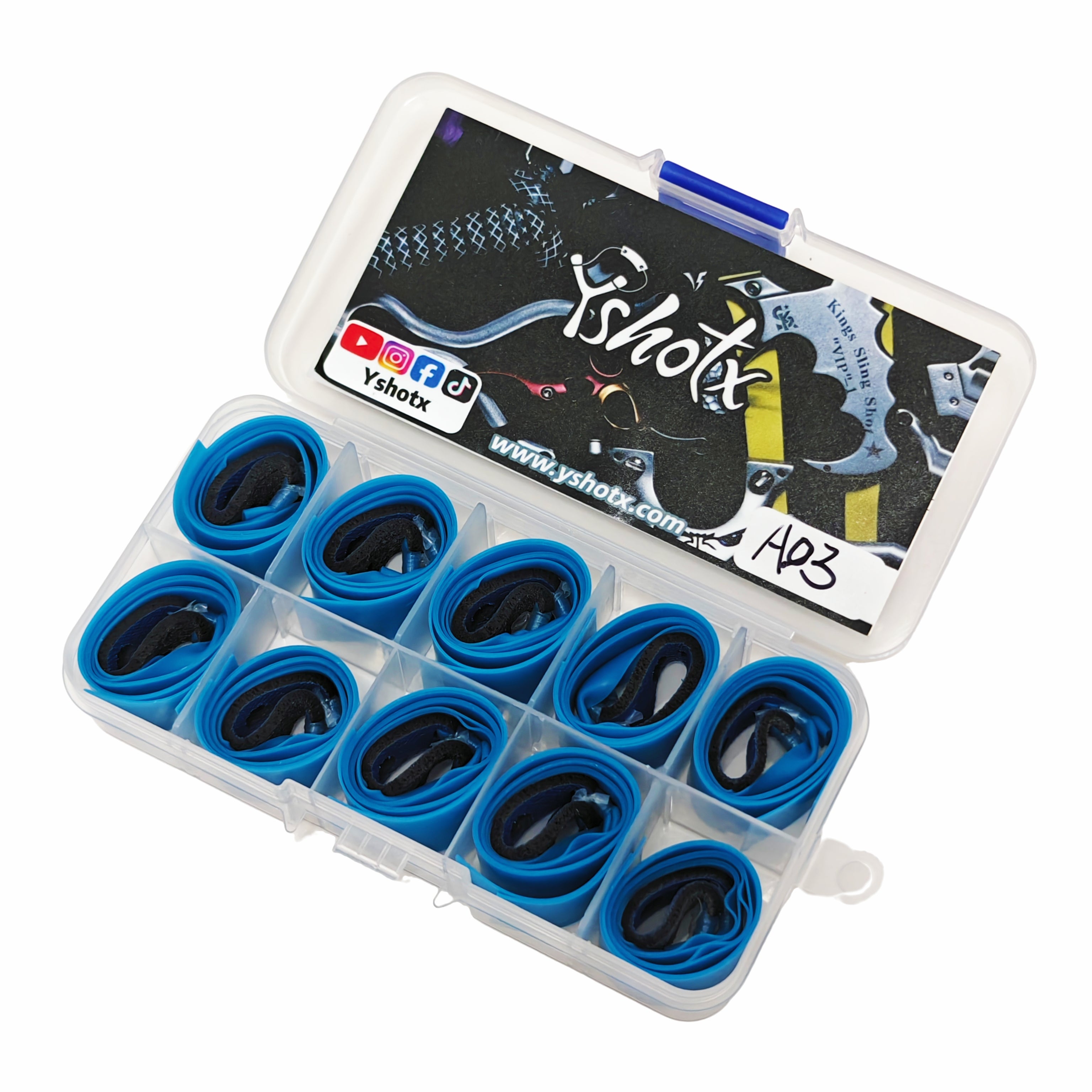 Durable BlueForce-A03 slingshot band engineered for consistent energy transfer and smooth, powerful shooting.