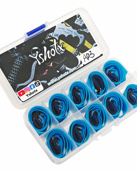 BlueForce-A03 precision latex flat band designed for intermediate and advanced slingshot shooters seeking accuracy.