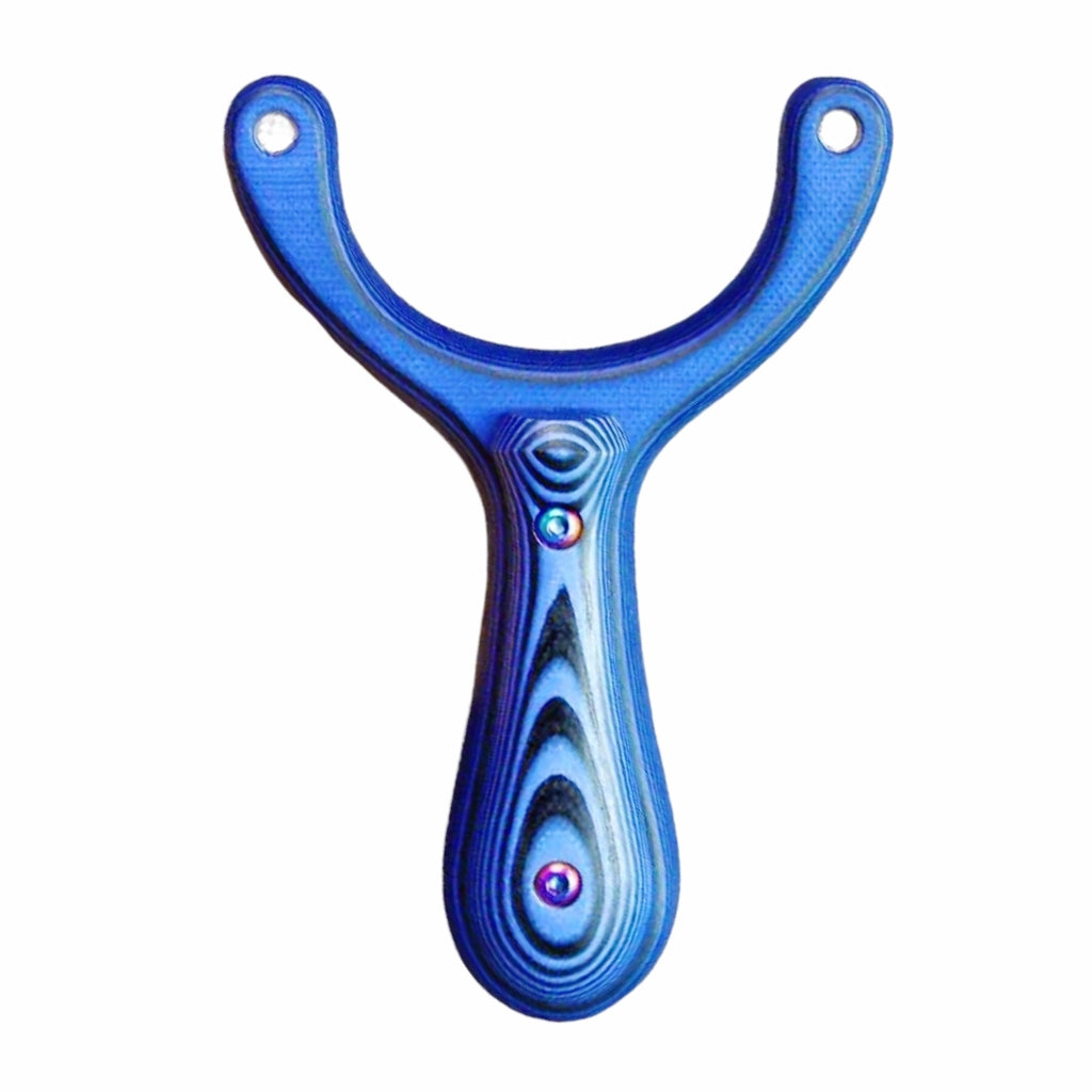 X31 precision slingshot with CNC-machined tapered fork holes designed to maximize band life and shooting efficiency.