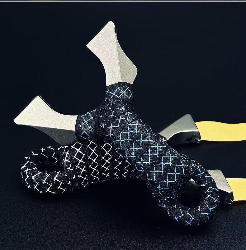 Compact and balanced X20 titanium stainless steel shooting slingshot.