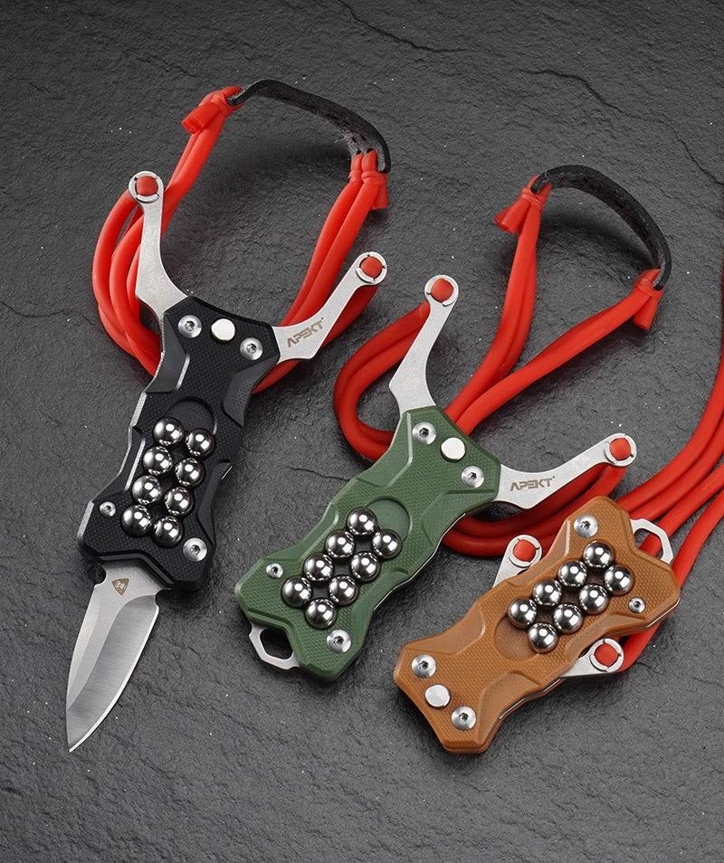 TitanShot-X24 tactical slingshot with bead-stuck quick mount system for fast band changes during outdoor or competitive shooting.
