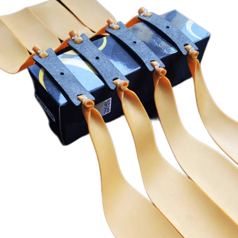 FrostFang A14 tapered slingshot strap featuring aggressive 40/20 design for 22% faster projectile speed and buttery-smooth release in freezing cold or scorching heat.