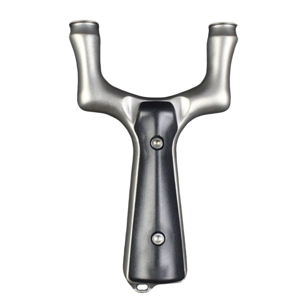 Predator-X28 stainless steel slingshot with hand-polished fork tips for reduced band wear and long-lasting shooting performance.