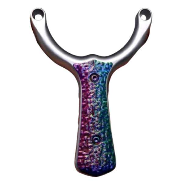 Sea Wave-X27 handmade titanium slingshot with G10 inlays, offering premium lightweight durability and exceptional grip for precision shooting.