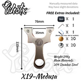Heavy-duty X19 outdoor slingshot with balanced grip for accurate targeting.