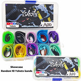 A00 Band Experience Pack with 10 premium slingshot straps offering varied resistance levels for personalized shooting experience, from smooth beginner draws to pro-level power.
