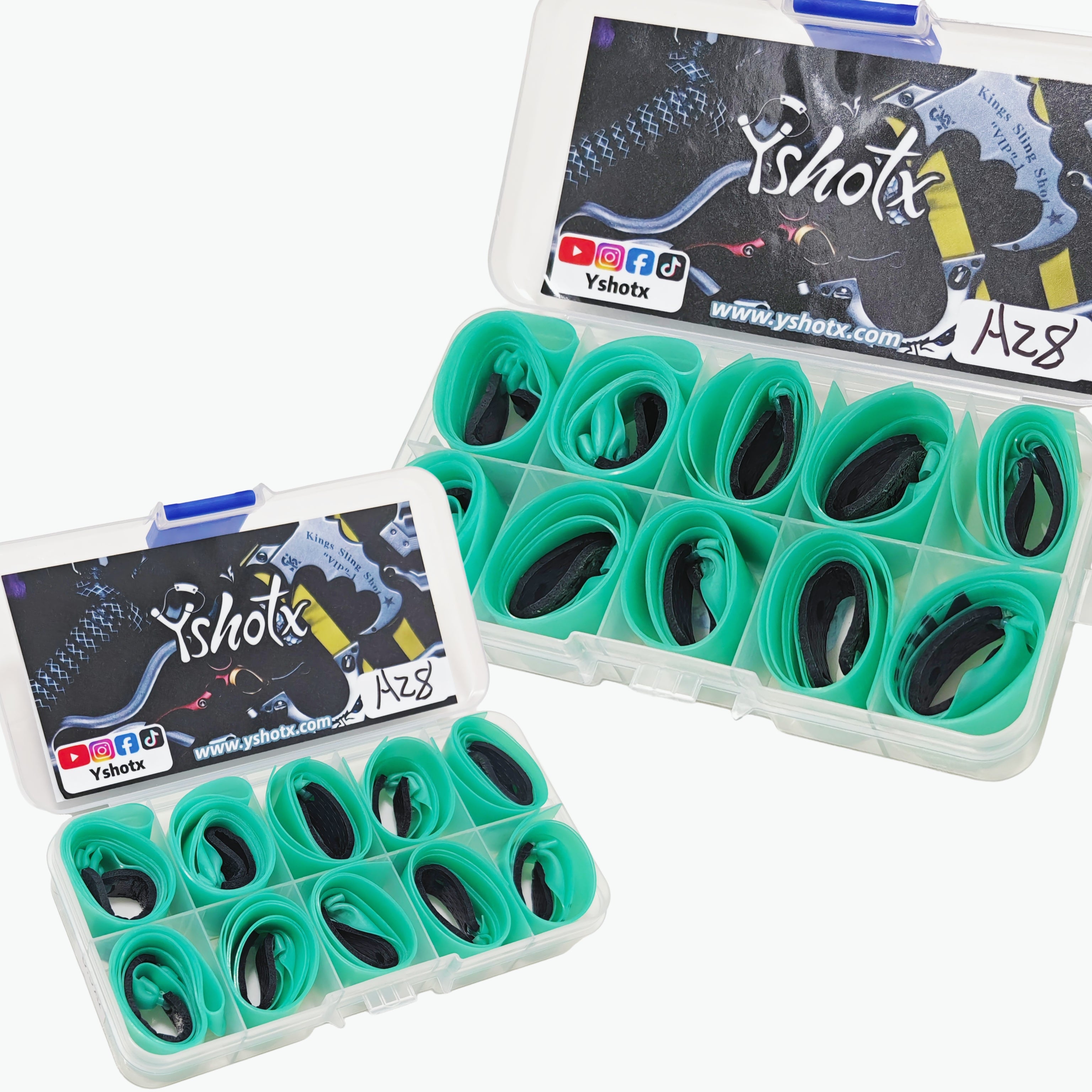 A28 Cannon Flex slingshot bands featuring ergonomic pouch design for secure ammo grip and accurate shots.
