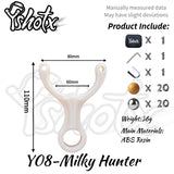 High-precision Milky Hunter Y08 slingshot featuring clear bow mouth design.