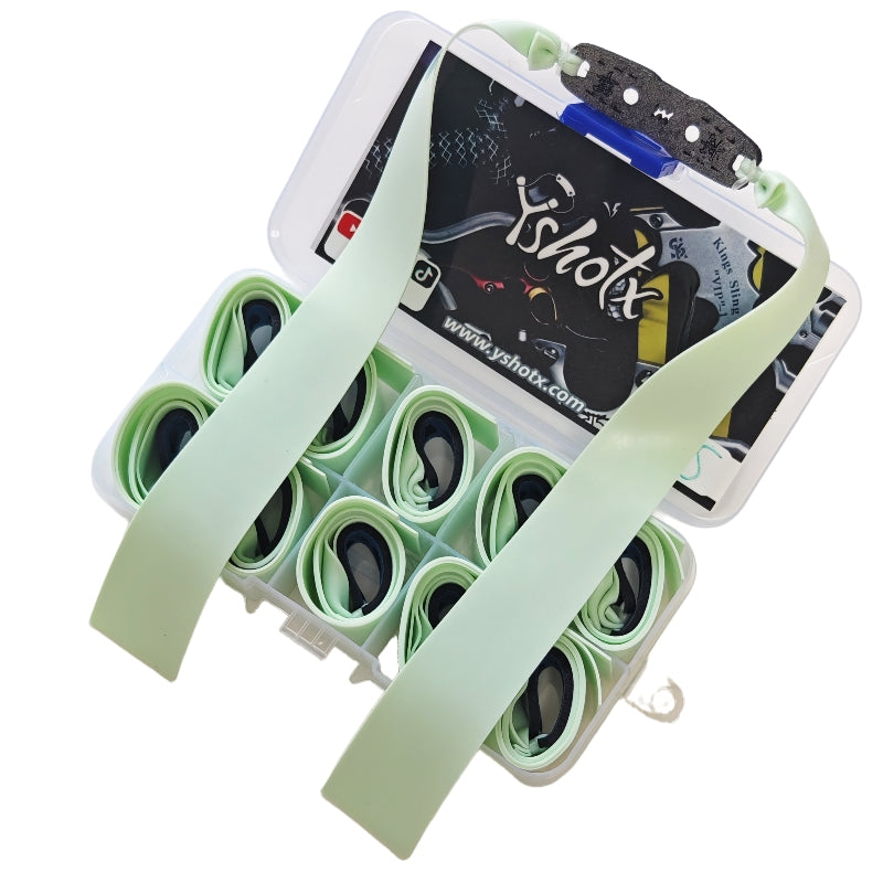 Mint Force-A05 triple-layer slingshot band with Kevlar core, nano-ceramic shell, and cold-proof latex for 300+ shots of consistent power.