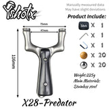 Predator-X28 outdoor hunting slingshot crafted from premium stainless steel for durability and corrosion resistance.