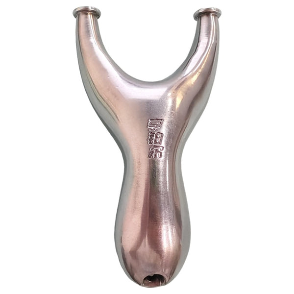 Phoenix aluminum titanium alloy slingshot with ergonomic curved grip for stable shooting.