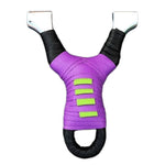 Pocket Snipe stainless steel slingshot with purple and black finish for precise shooting.