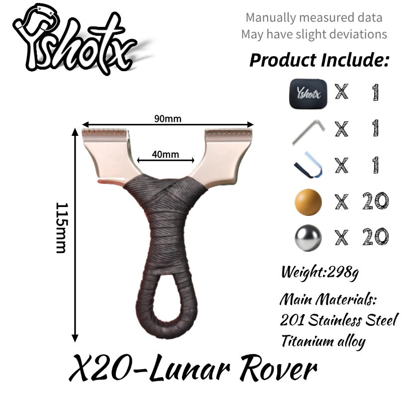 Premium stainless steel frame X20 slingshot for professional shooters.