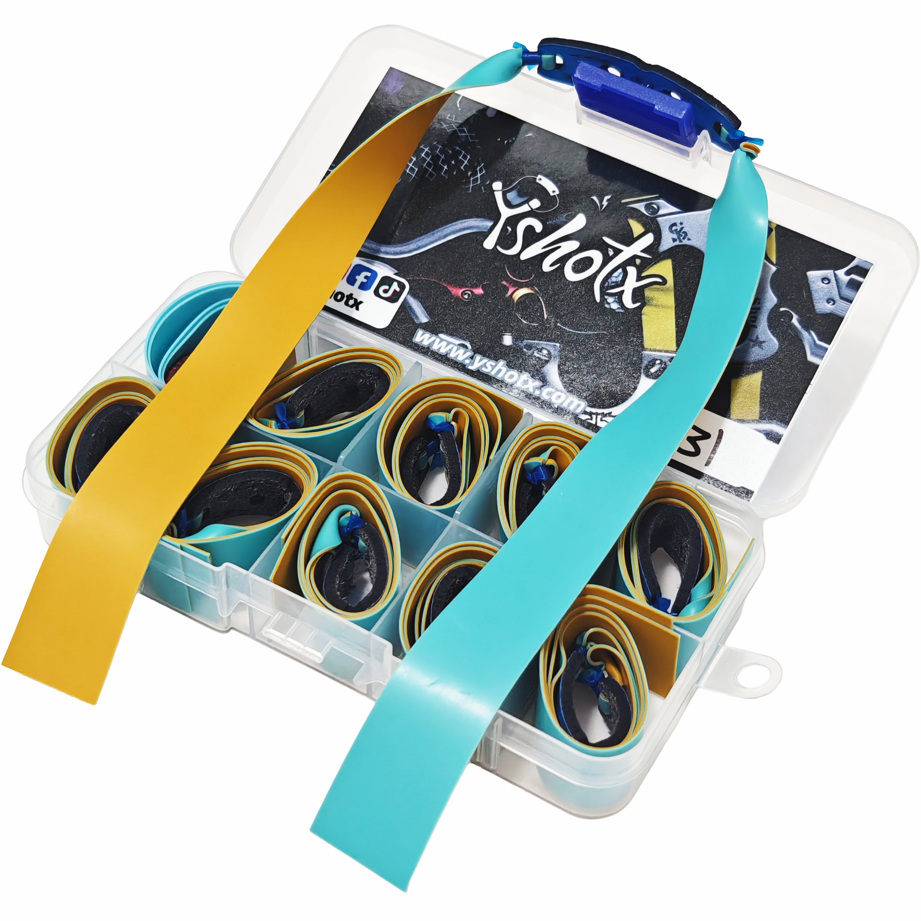 Skybolt A31 high-elasticity latex slingshot bands delivering 200 powerful and reliable shots.