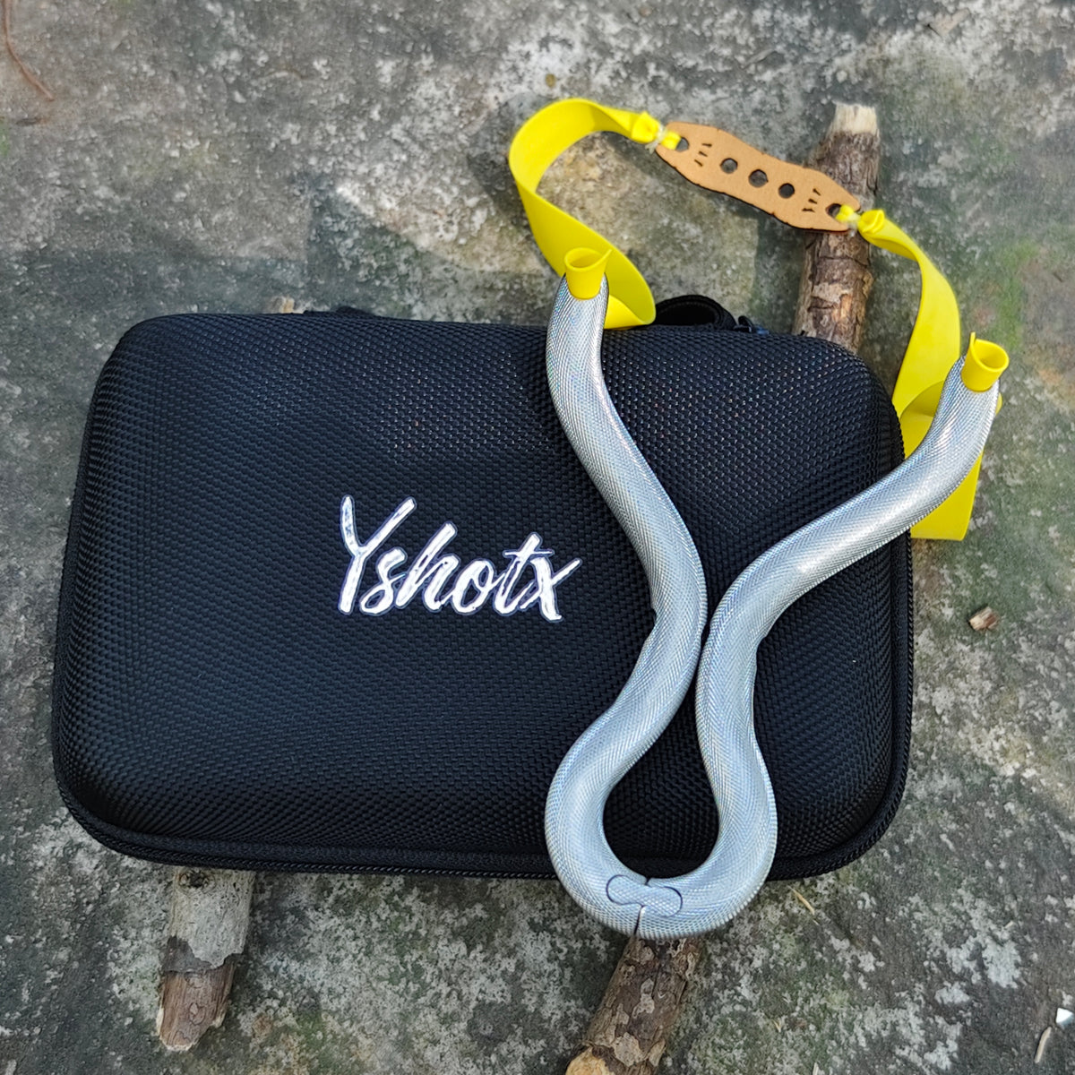 Sliver Viper Z01S detachable stainless steel slingshot with polished finish, ergonomic grip, and precision sighting point for portable, durable, and accurate shooting performance.