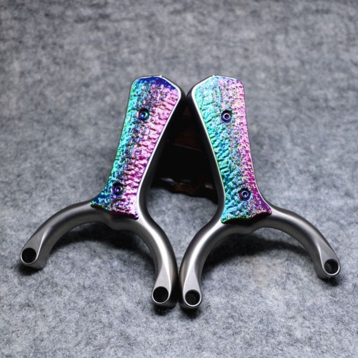 Sea Wave-X27 ultra-light titanium slingshot with stable grip design, built for accuracy and control in high-performance shooting.