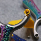 High-strength Sea Wave-X27 titanium slingshot with dual band setup, designed for versatile use from hunting to target practice.