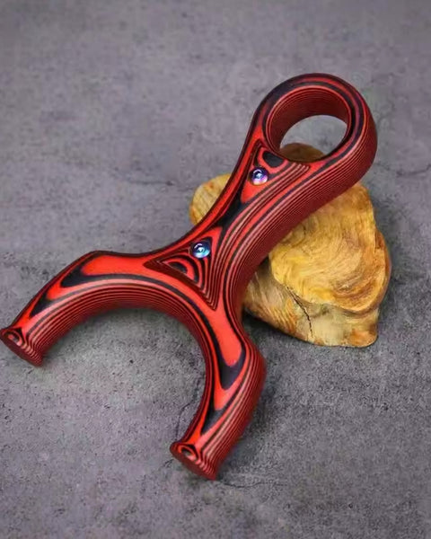 High-performance SkyTiger-X26 slingshot with wide 75mm fork and balanced 80g weight for consistent accuracy in hunting or sport shooting.