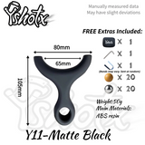 Ultra-lightweight Y11-Matte Black tactical slingshot weighing only 50g