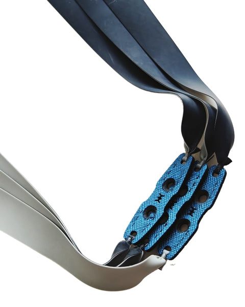 Yin & Yang A25 high-speed slingshot bands designed for precision shooting, achieving projectile speeds up to 60 m/s with stability and control.