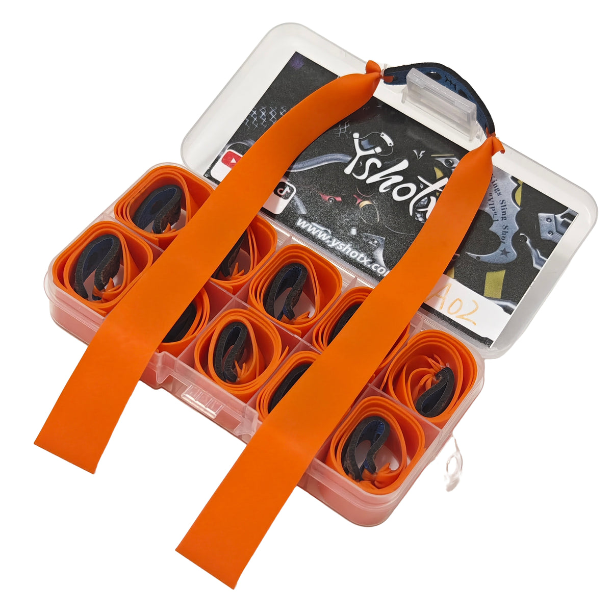 Yshotx Daily-A02 slingshot latex band with advanced fusion and sealed edges for over 300 consistent, high-speed and accurate shots in all weather.