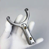 Close-up of Sea wave-X23 slingshot’s 11mm thick stainless steel frame, offering enhanced strength without unnecessary weight.