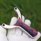 Detailed view of rounded fork tips on Sea wave-X23 slingshot to prevent band wear and extend latex band lifespan.