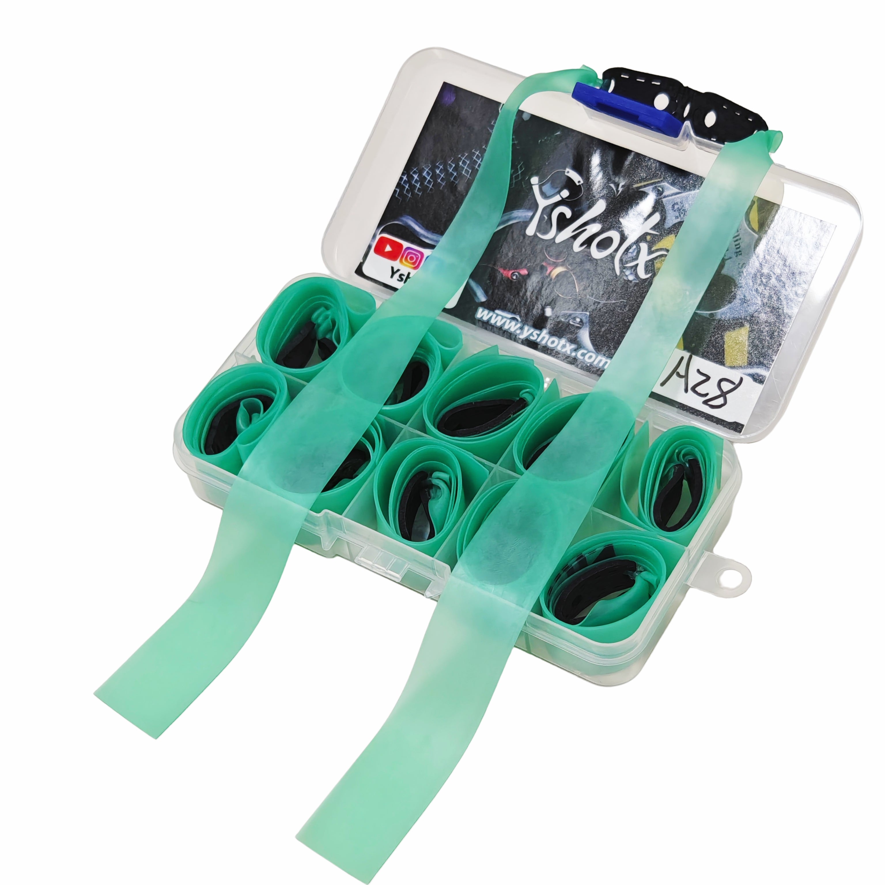 Cannon Flex A28 premium slingshot bands with high-elasticity latex for smooth draw and explosive release.