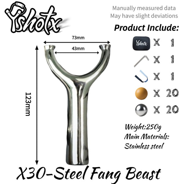 Close-up of recurve handle on Beast-X30 slingshot for enhanced control, grip comfort, and reduced hand fatigue.